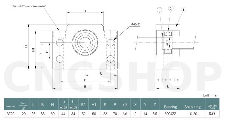 BF20 BALLSCREW SUPPORT (suits 25mm Machined Ballscrew) - Click Image to Close